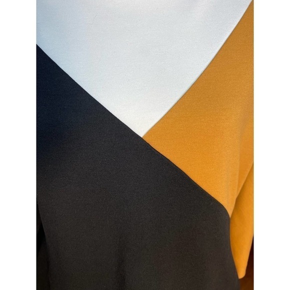3/$27 Ellen Tracy Color Block Knitted Dress, 3/4 Sleeve, Blk/Brown/White, 10 - Picture 2 of 10
